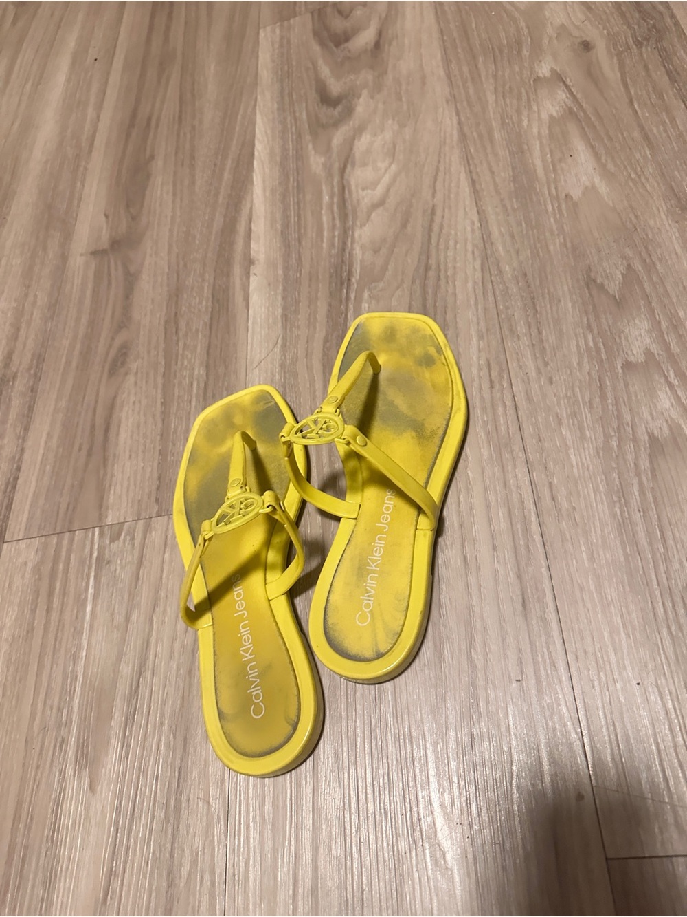 Calvin Klein Jeans Bright Yellow Logo Thong Sandals